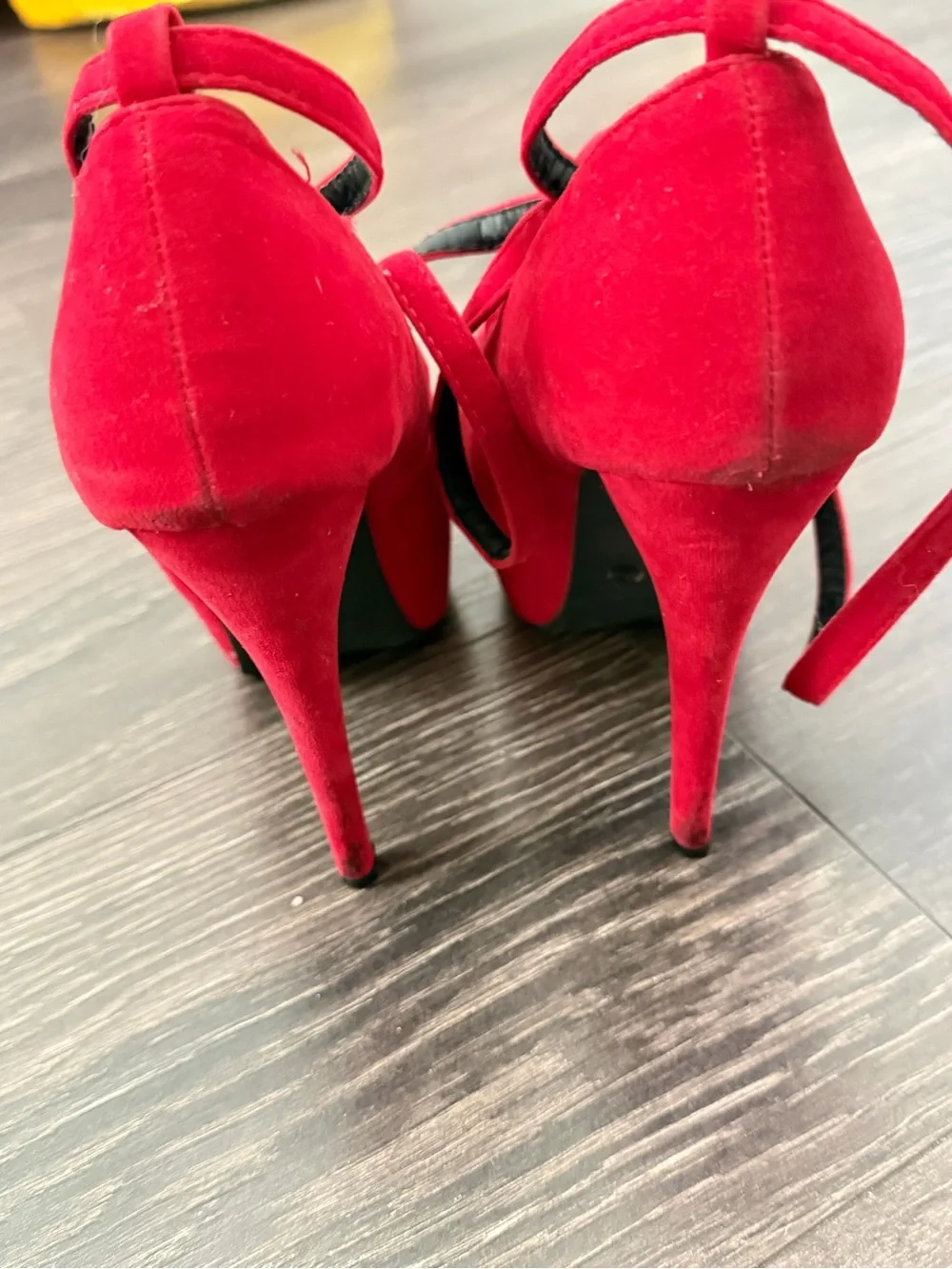 Women's Red Platform Crisscross Ankle-Strap High Heels